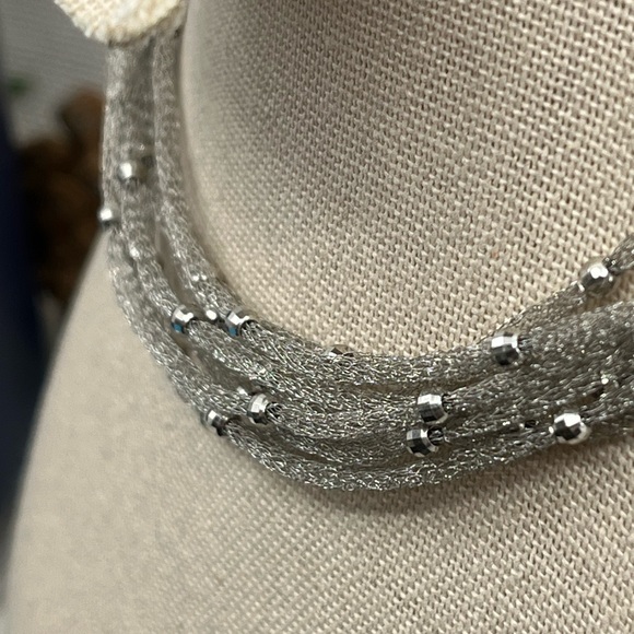 Ross Simons 925 Sterling Silver Mesh Necklace With Beaded Accents - Picture 13 of 17